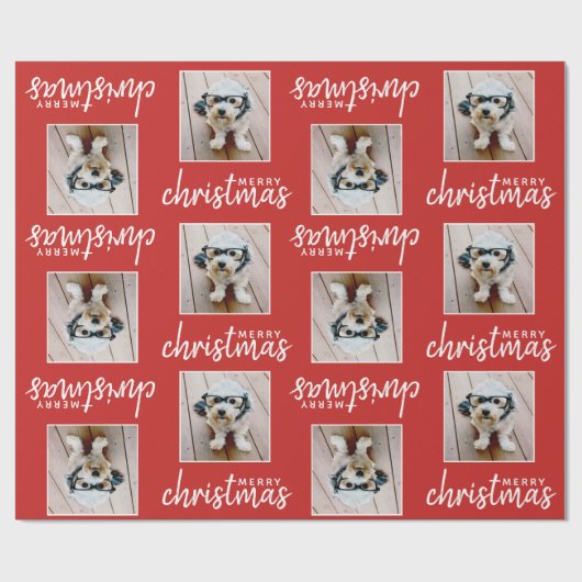 Frohe Weihnachten mit One Square Foto - rot Geschenkpapier (Flach)