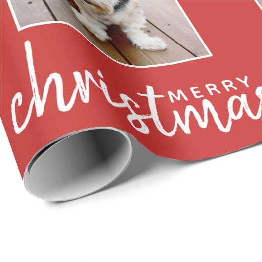 Frohe Weihnachten mit One Square Foto - rot Geschenkpapier (Rolleneckpunkt)
