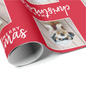 Frohe Weihnachten mit One Square Foto - rot Geschenkpapier (Rolleneckpunkt)