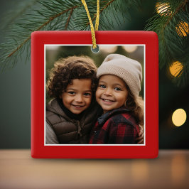 Frohe Weihnachten mit One Square Foto - rot Keramikornament