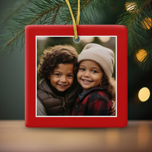 Frohe Weihnachten mit One Square Foto - rot Keramikornament