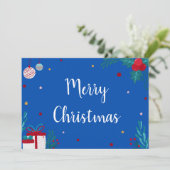 Frohe Weihnachten mit Ornamenten, Geschenke & Garl Einladung (Stehend Vorderseite)