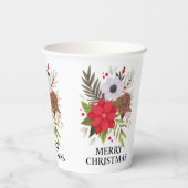 Frohe Weihnachten mit Poinsettia Paper Cups Pappbecher (Rückseite)