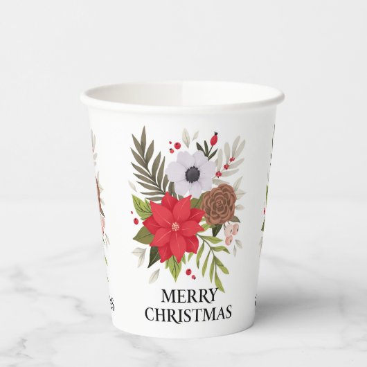 Frohe Weihnachten mit Poinsettia Paper Cups Pappbecher (Links)