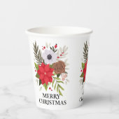 Frohe Weihnachten mit Poinsettia Paper Cups Pappbecher (Vorderseite)