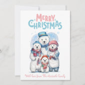 Frohe Weihnachten mit Polar Bears Urlaub Flat Card (Vorderseite)