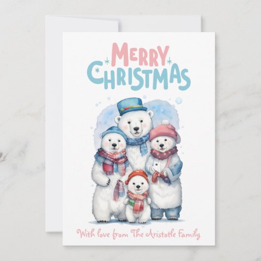 Frohe Weihnachten mit Polar Bears Urlaub Flat Card (Vorderseite)