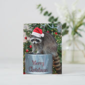 Frohe Weihnachten mit Raccoon Santa Scene (Stehend Vorderseite)