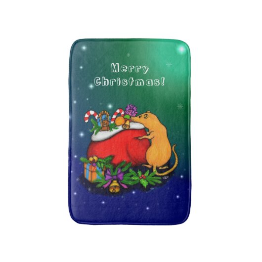 Frohe Weihnachten mit Rat Prince Badematte (Vorderseite Vertikal)