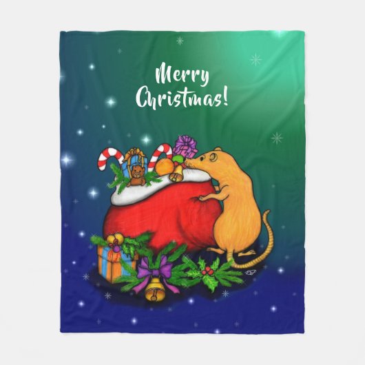 Frohe Weihnachten mit Rat Prince Fleecedecke (Vorderseite)