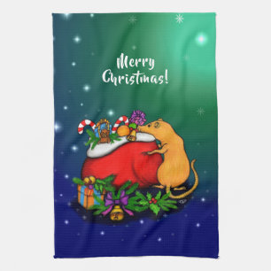 Frohe Weihnachten mit Rat Prince Geschirrtuch