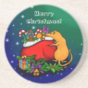 Frohe Weihnachten mit Rat Prince Getränkeuntersetzer