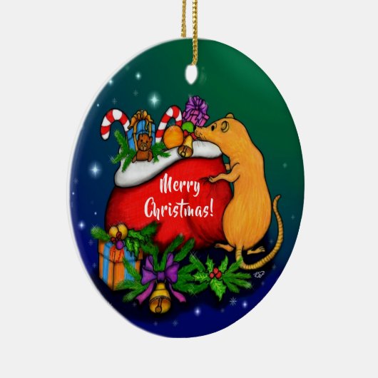 Frohe Weihnachten mit Rat Prince Keramik Ornament (Rechts)