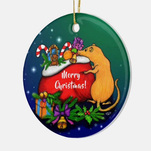 Frohe Weihnachten mit Rat Prince Keramik Ornament (Links)