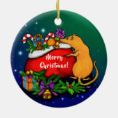 Frohe Weihnachten mit Rat Prince Keramik Ornament (Hinten)