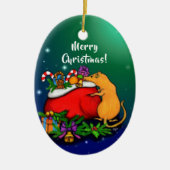 Frohe Weihnachten mit Rat Prince Keramik Ornament (Vorne)