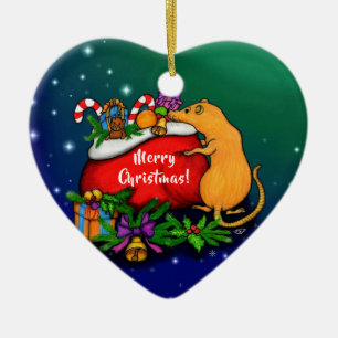 Frohe Weihnachten mit Rat Prince Keramik Ornament