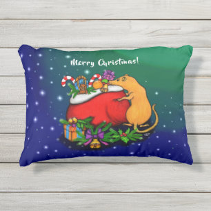 Frohe Weihnachten mit Rat Prince Kissen Für Draußen