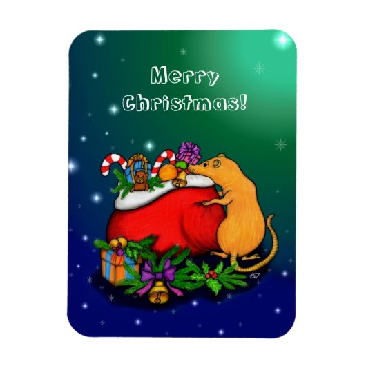 Frohe Weihnachten mit Rat Prince Magnet (Vertikal)