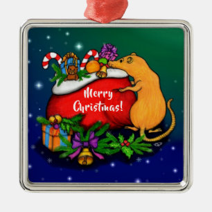 Frohe Weihnachten mit Rat Prince Ornament Aus Metall