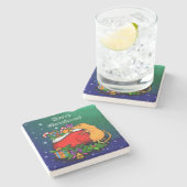 Frohe Weihnachten mit Rat Prince Steinuntersetzer (Seitenansicht)