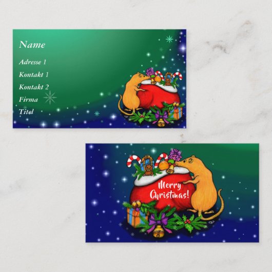 Frohe Weihnachten mit Rat Prince Visitenkarte (Vorne/Hinten)