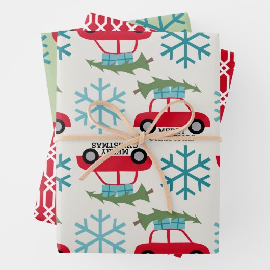 Frohe Weihnachten mit Retro Car Weihnachtsbaum Ges Geschenkpapier Set (Beispiel)