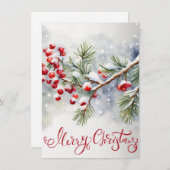 Frohe Weihnachten mit Roten Berries und Pine Tree (Vorne/Hinten)