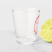 Frohe Weihnachten mit roten Blätter Dekoration Schnapsglas (Links)