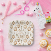 Frohe Weihnachten mit rustikalen Ornamenten und Ki Pappteller (Party)