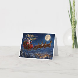 Frohe Weihnachten mit Santa auf seinem Schlitten Karte