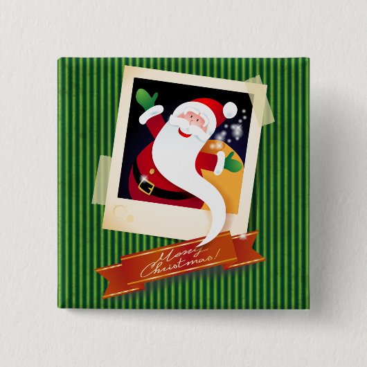 Frohe Weihnachten mit Santa! Button (Vorderseite)