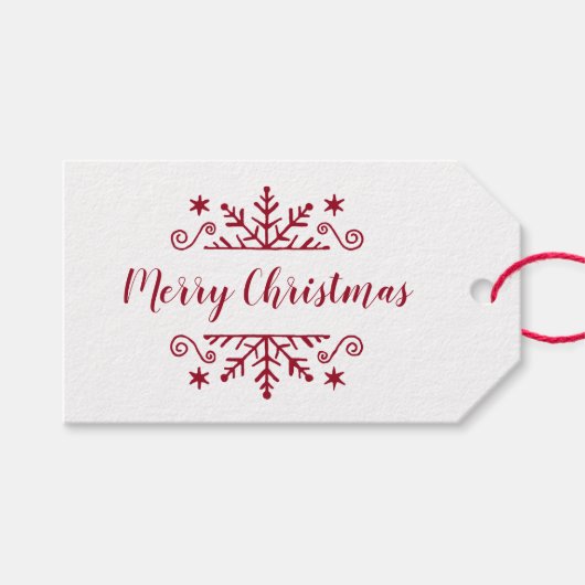 Frohe Weihnachten mit Schneeflocke Geschenkanhänger (Vorderseite (Horizontal))