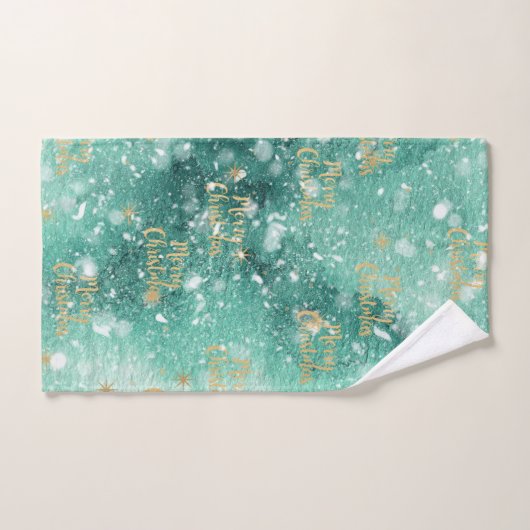 Frohe Weihnachten mit Schneeflocken Handtuch (Handtuch)