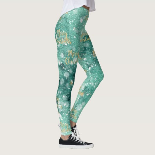 Frohe Weihnachten mit Schneeflocken Leggings (Rechts)