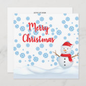 Frohe Weihnachten mit Schneeflocken, Schneemann mi Einladung (Vorne/Hinten)