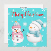 Frohe Weihnachten mit Schneeflocken, Snowman & Wom Einladung (Vorne/Hinten)