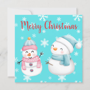 Frohe Weihnachten mit Schneeflocken, Snowman & Wom Einladung