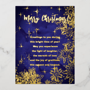 Frohe Weihnachten mit Schneeflocken und Sternen Folien Feiertagspostkarte