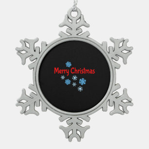 Frohe Weihnachten mit Schneeflocken Zinn-Ornament