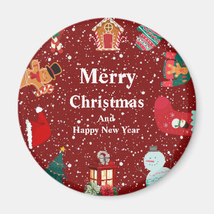Frohe Weihnachten mit schneerotem Urlaub Magnet