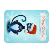 Frohe Weihnachten mit schwarzer Katze mit Santa's Magnet (Horizontal)