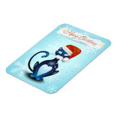 Frohe Weihnachten mit schwarzer Katze mit Santa's Magnet (Linke Seite)
