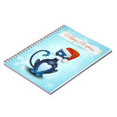 Frohe Weihnachten mit schwarzer Katze mit Santa's Notizblock (Linke Seite)