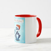 Frohe Weihnachten mit schwarzer Katze mit Santa's Tasse (VorderseiteRechts)