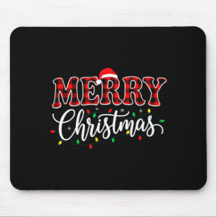 Frohe Weihnachten mit schwarzer und roter karierte Mousepad
