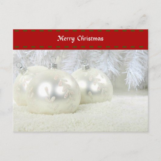 Frohe Weihnachten mit Silberschmuck und Schnee Postkarte (Vorderseite)