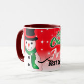 Frohe Weihnachten mit Snowman auf Best Boss Ever Tasse (Vorderseite Links)
