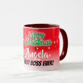 Frohe Weihnachten mit Snowman auf Best Boss Ever Tasse (VorderseiteRechts)