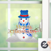 Frohe Weihnachten mit Snowman und Schneeflocken Fensteraufkleber (Zuhause)